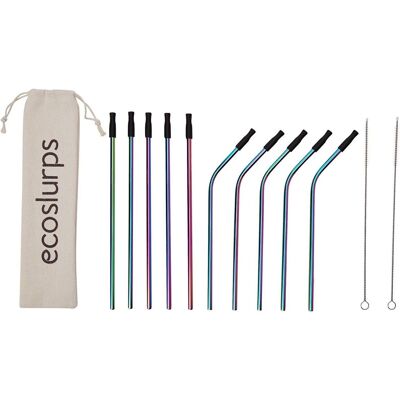 EcoSlurps cannucce riutilizzabili con punte in silicone e custodia per il trasporto (set di 12 cannucce)