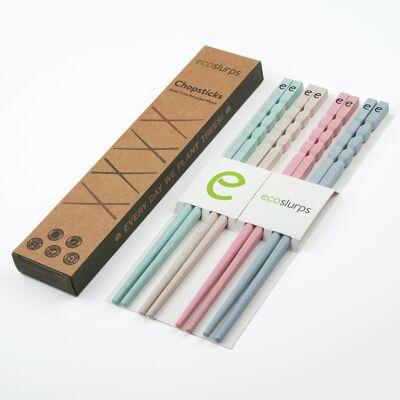 Palillos reutilizables EcoSlurps - Juego de regalo de palillos coloridos ecológicos (4 pares por paquete)