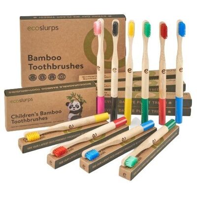 Cepillos de dientes de bambú - 6 adultos + 4 niños