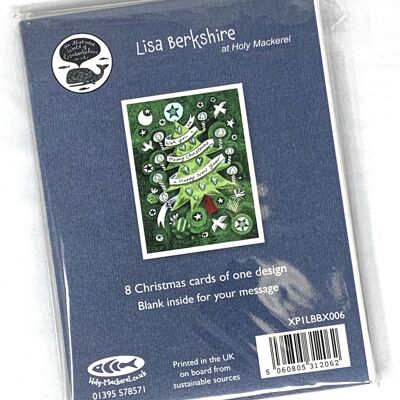 Paquet de Noël Lisa Berkshire - 8 x cartes de sapin de Noël