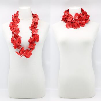 Bouteilles en plastique recyclées - Collier de fleurs de pavot Aqua - Peint à la main - Rouge 1