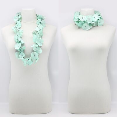 Upcycled Plastikflaschen - Aqua Poppy Flower Halskette - Handbemalt - Tiffany Blue