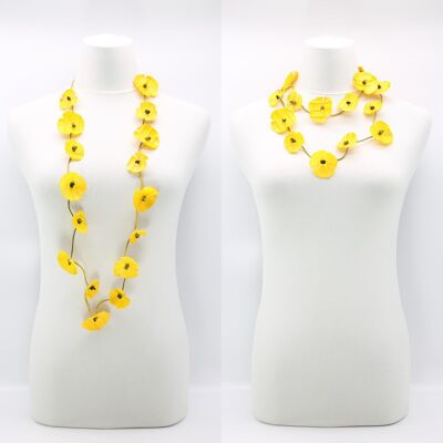 Bottiglie di plastica riciclate - Collana con papavero acqua - Lunga - Giallo