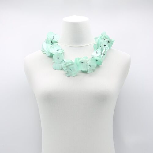 Upcycled Plastic Bottles - Aqua Poppy Flower Necklace - Hand-painted - Tiffany Bluee