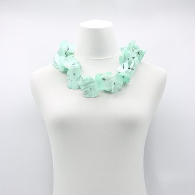 Botellas de plástico recicladas - Collar de flor de amapola aguamarina - Pintado a mano - Tiffany Bluee