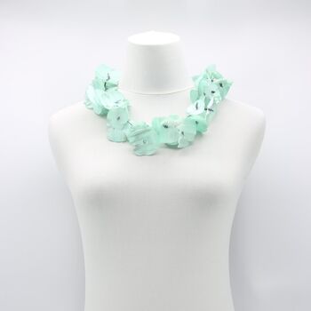 Bouteilles en plastique recyclées - Collier de fleurs de pavot Aqua - Peint à la main - Tiffany Bluee