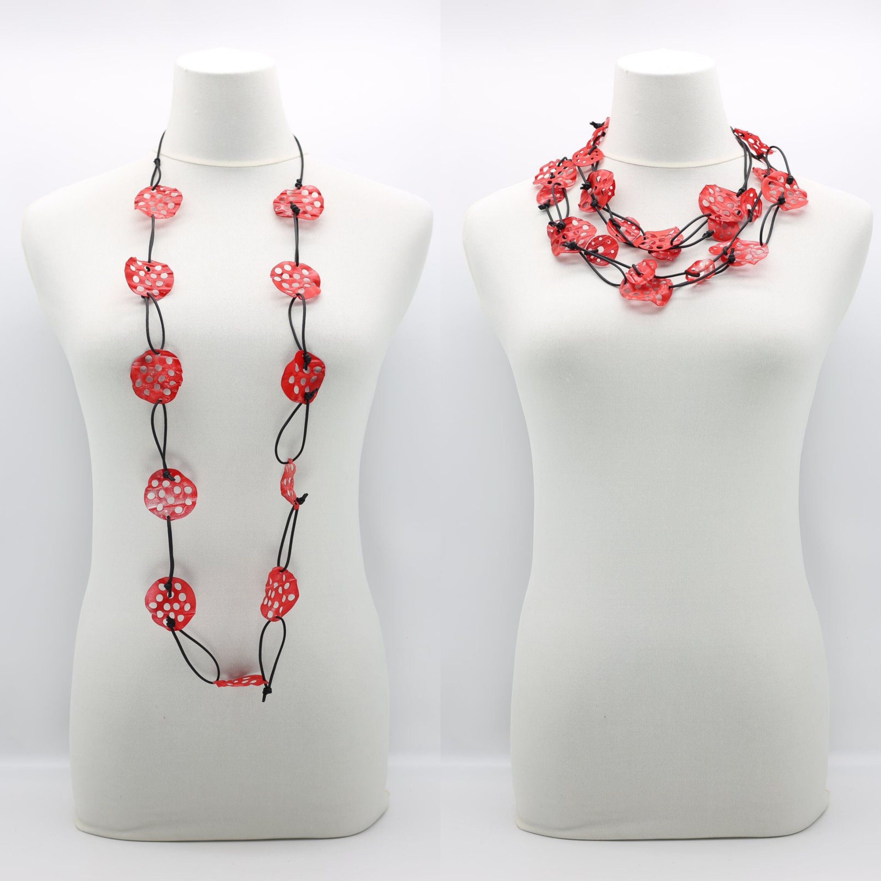 Aqua Lotus Root Halskette - Groß - Handbemalt - Rot