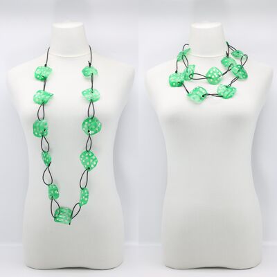 Collier Racine de Lotus Aqua - Grand - Peint à la main - Vert