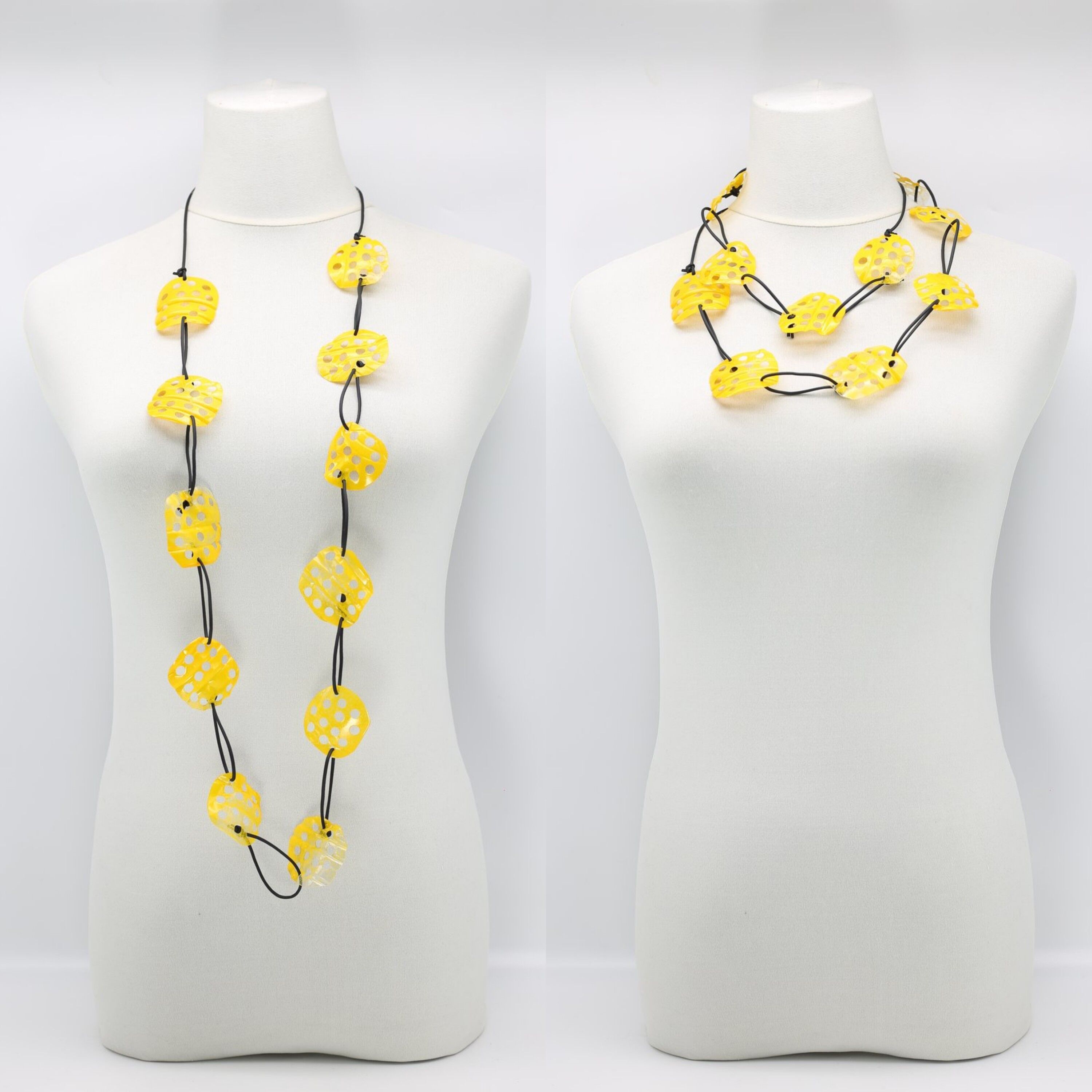 Aqua Lotus Root Halskette - Groß - Handbemalt - Gelb