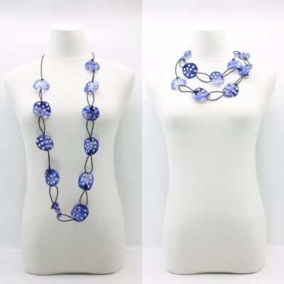 Aqua Lotus Root Halskette - Groß - Handbemalt - Blau