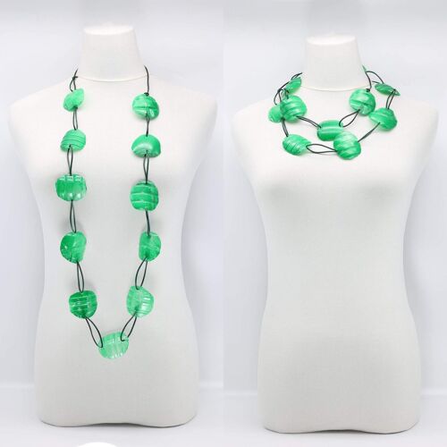 Upcycled Plastic Bottles - Aqua Plain Necklace - Large - Hand-painted - Green