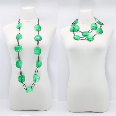 Bouteilles en plastique recyclées - Collier Aqua Plain - Grand - Peint à la main - Vert