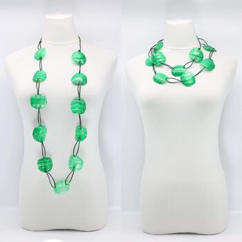 Bouteilles en plastique recyclées - Collier Aqua Plain - Grand - Peint à la main - Vert 1