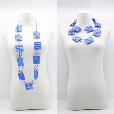 Upcycled Plastic Bottles - Aqua Plain Necklace - Large - Hand-painted - Blue