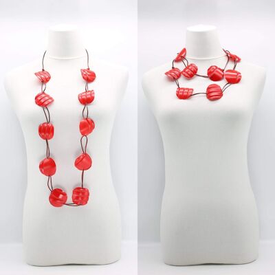 Upcycled Plastic Bottles - Aqua Plain Necklace - Large - Hand-painted - Red