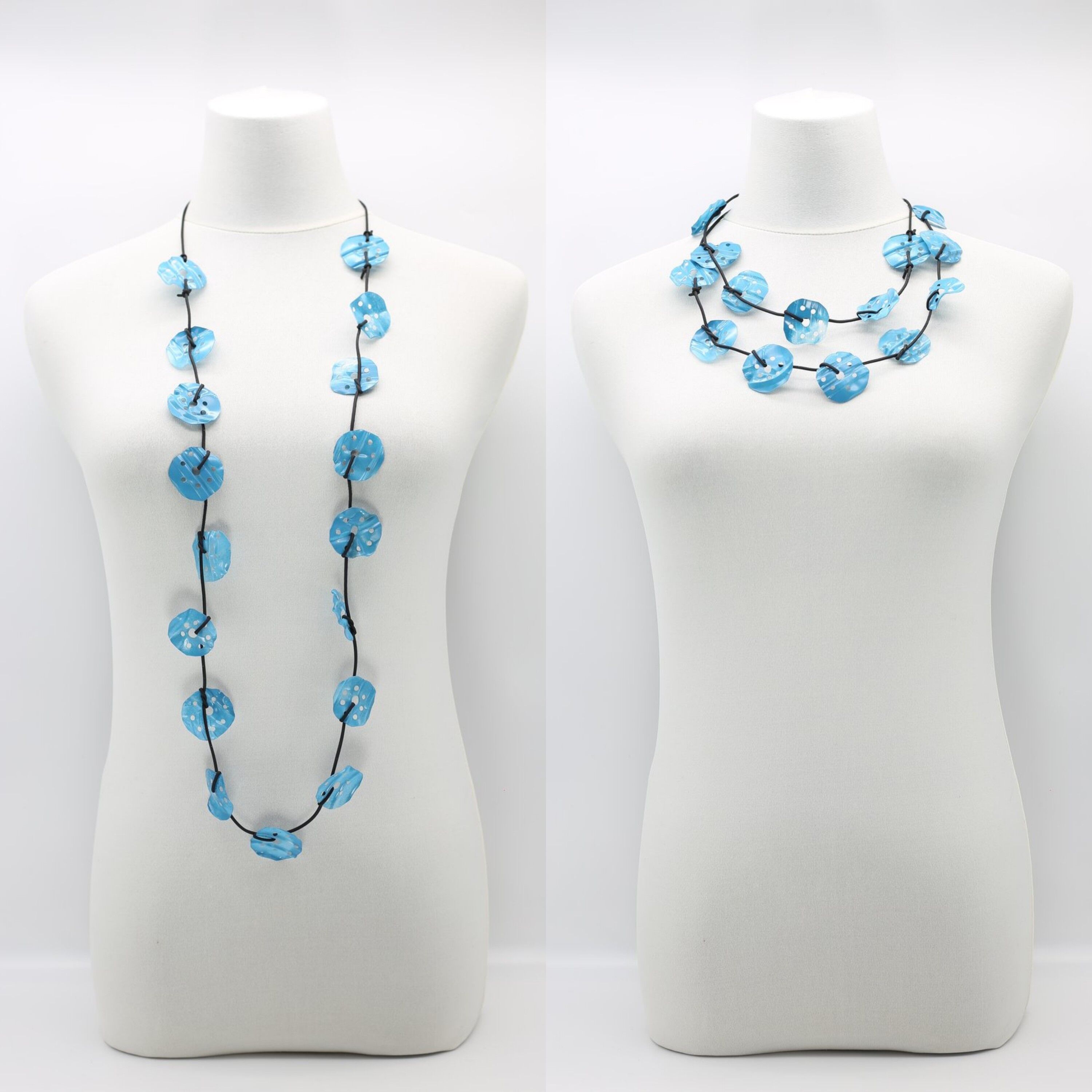 Aqua Lotus Root Halskette - Klein - Handbemalt - Türkis