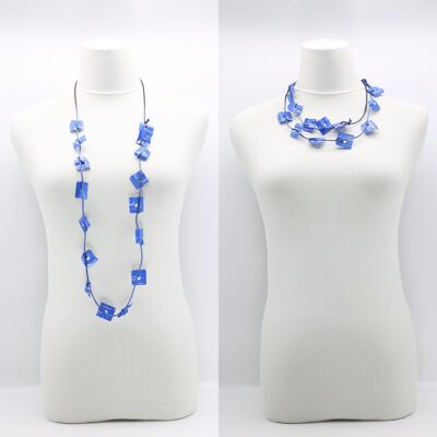 Collares Llanura Aguamarina - Pequeños - Pintados a Mano - Cuadrados Azules