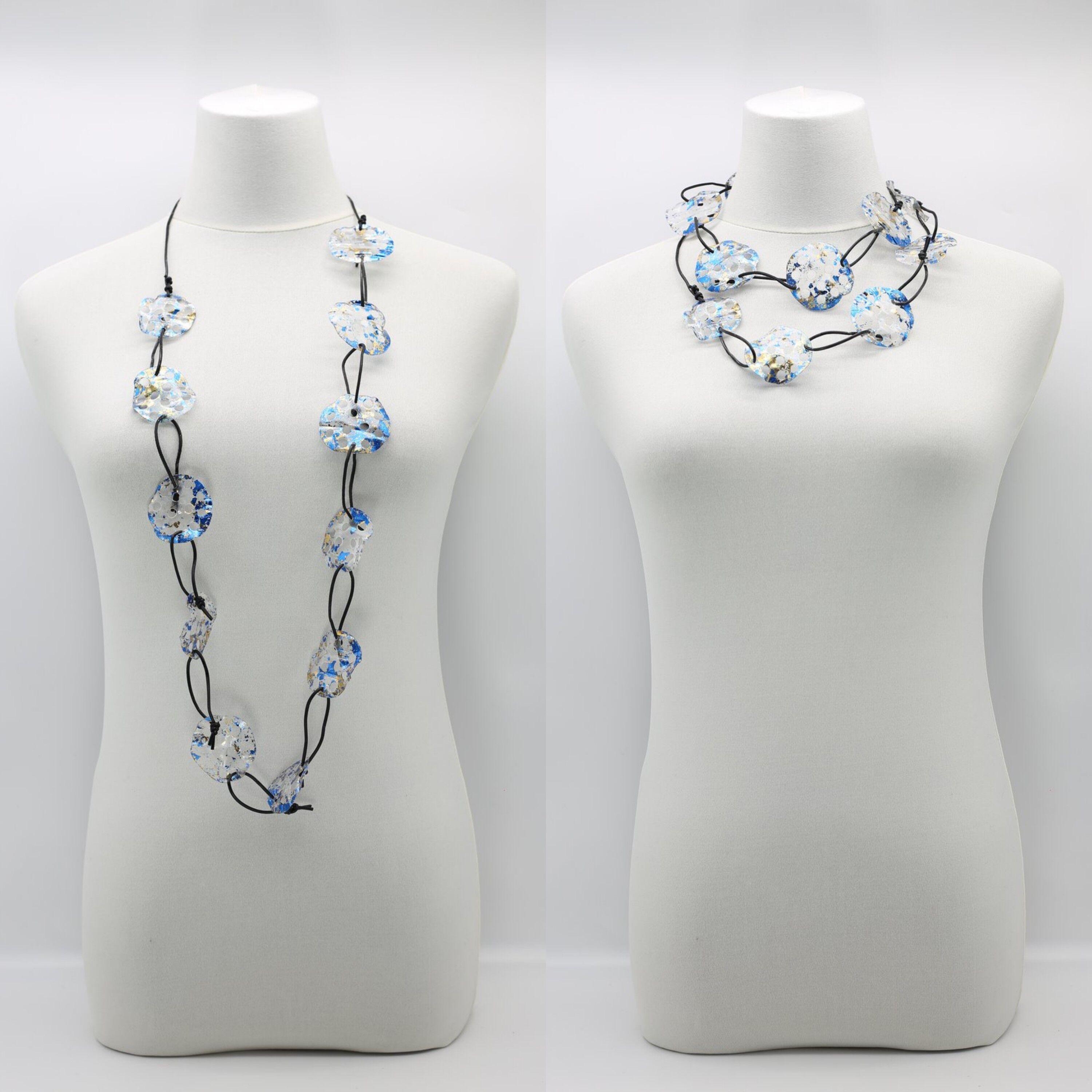 Aqua Lotus Root Halskette - Groß - Handvergoldet - Blau