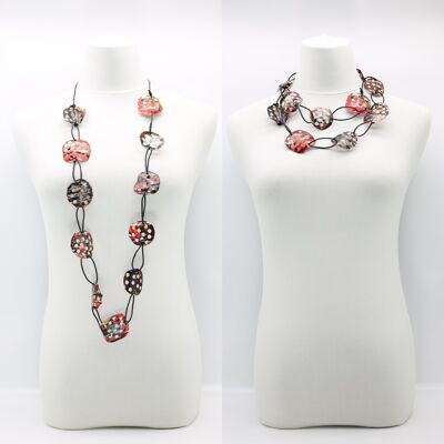 Collar Aqua Lotus Root - Grande - Dorado a mano - Negro con negro y rojo