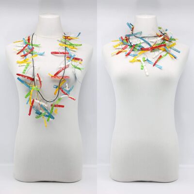 Bouteilles en plastique recyclées - Collier Aqua Willow Tree - Peint à la main - Multi