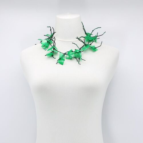 Aqua Coral Necklace - Short - Hand-painted - Green