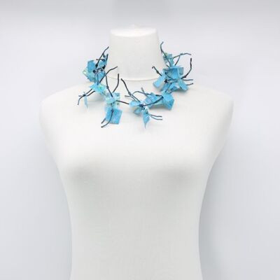 Aqua Coral Necklace - Short - Hand-painted - Turquoise