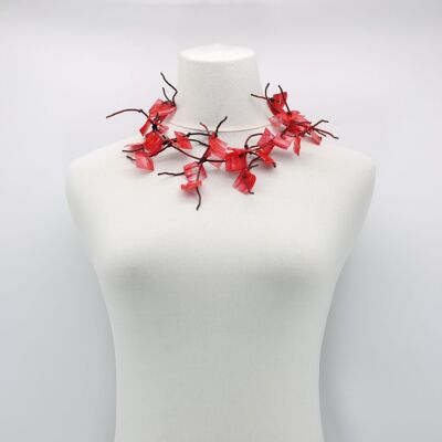 Aqua Coral Necklace - Short - Hand-painted - Red