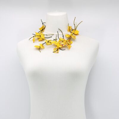 Aqua Coral Necklace - Short - Hand-painted - Yellow Graffiti