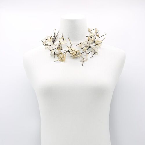 Aqua Coral Necklace - Short - Hand gilded - Gold