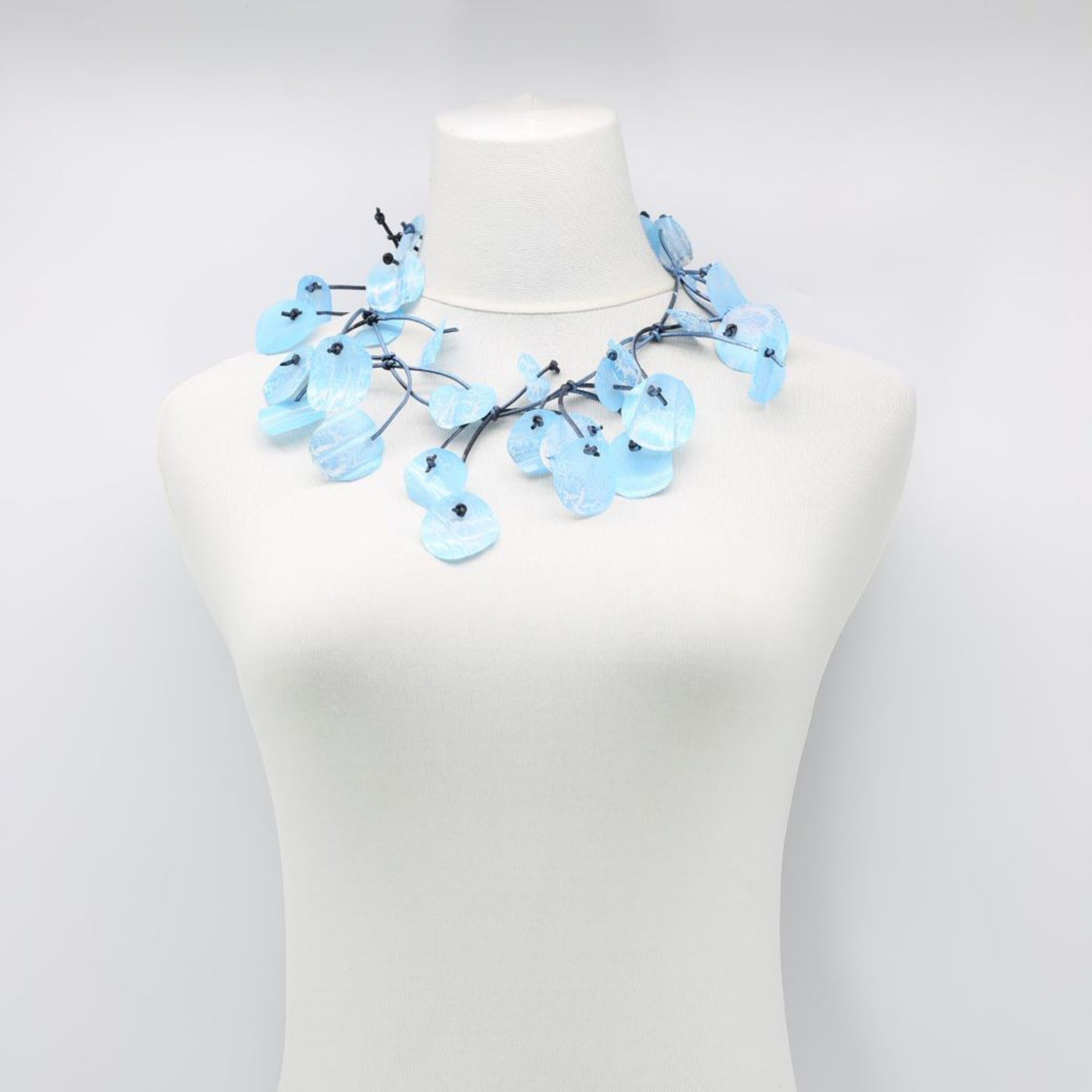 Aqua Water Lily Leaf Halskette - Handbemalt - Kurz - Türkis