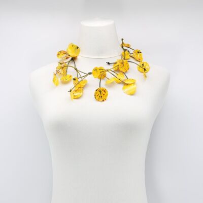 Aqua Water Lily Leaf Necklace - Hand-painted - Short - Yellow Graffiti