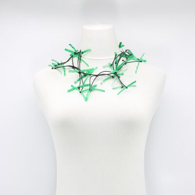 Aqua Willow Tree Necklace - Hand-painted - Short - Green