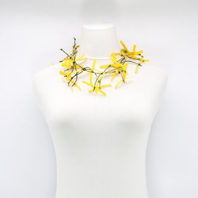 Aqua Willow Tree Necklace - Hand-painted - Short - Yellow