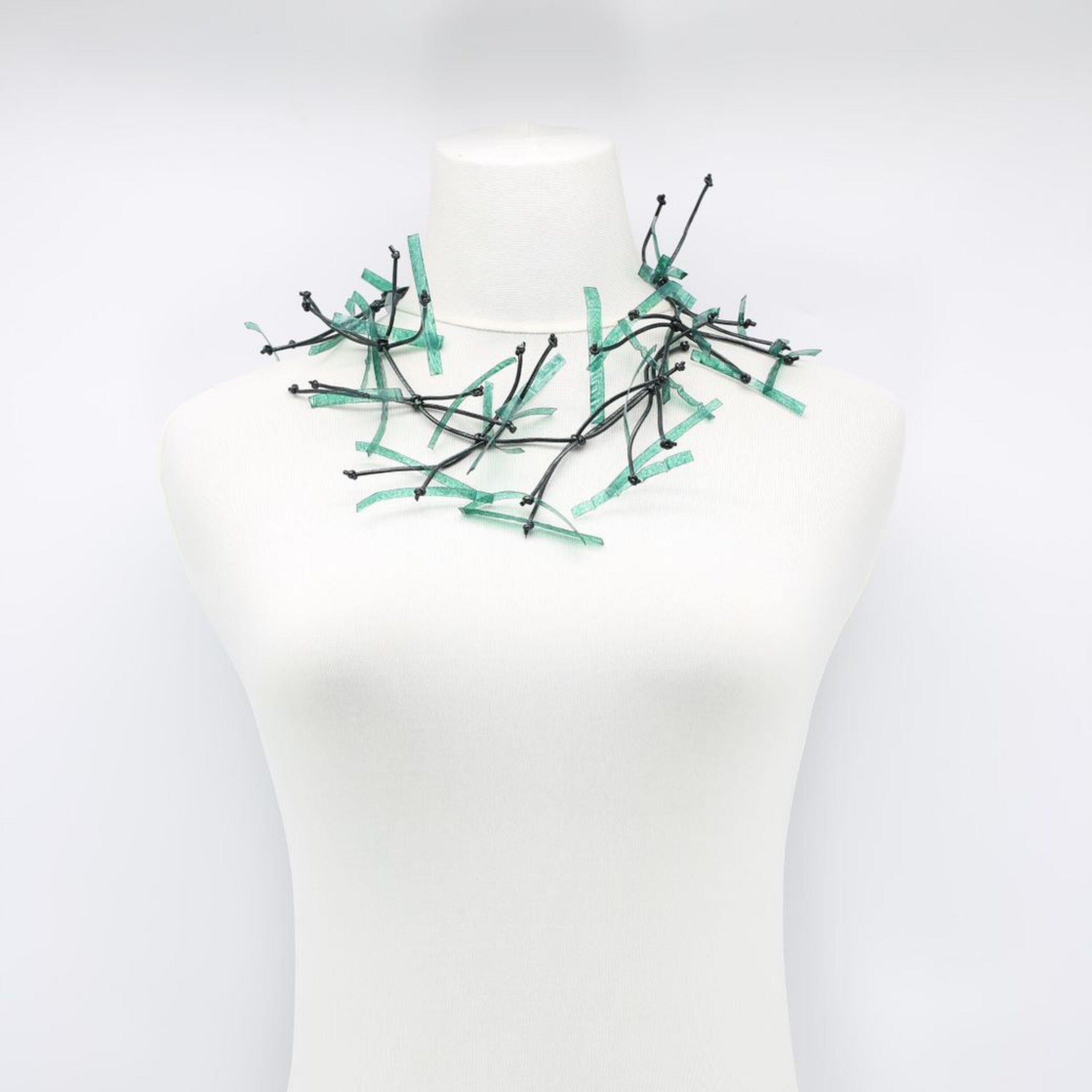 Aqua Willow Tree Halskette - Handbemalt - Kurz - Pfauenblau