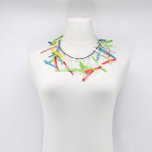 Aqua Willow Tree Necklace - Hand painted - Short - Multi