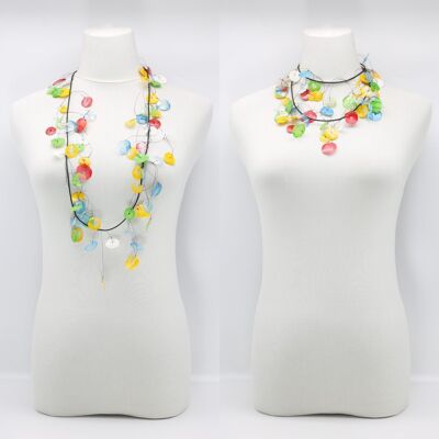 Collier panier de fleurs suspendu - Peint à la main - Long - Multi