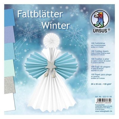 Colored drawing paper leaflets "Winter", 20 x 20 cm