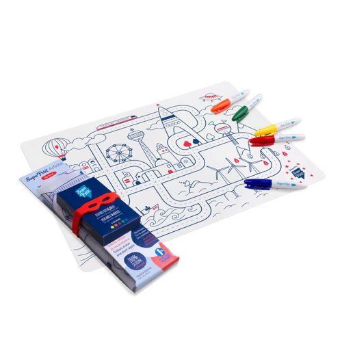 Jeu éducatif: Set de table en silicone à colorier - réutilisable CITY