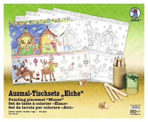 Ausmal-Tischset "Elche"