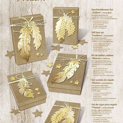 "Feathers" gift box set, cream / gold