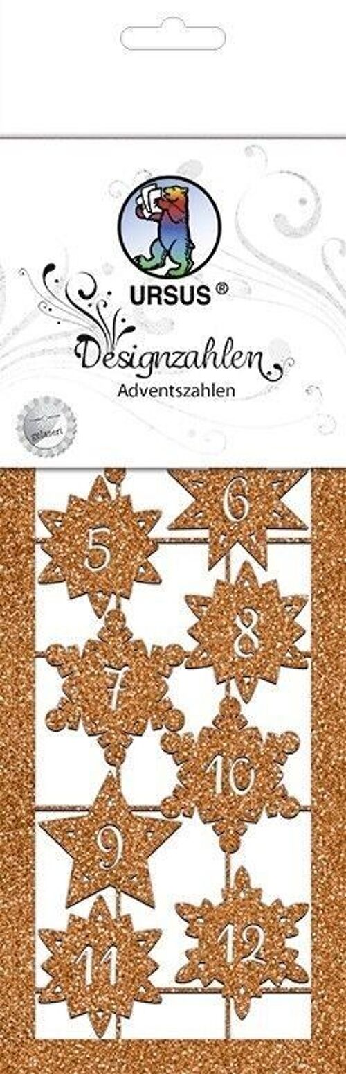 Designzahlen "Adventszahlen", kupfer