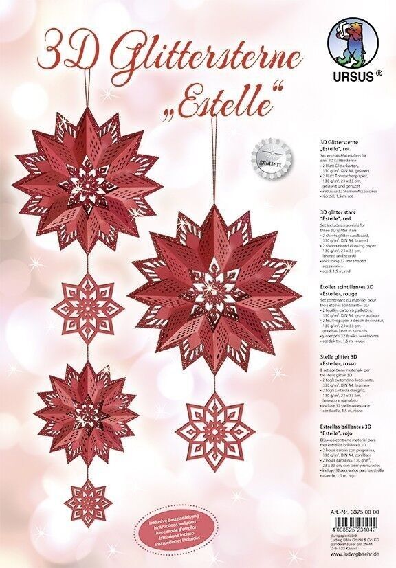 3D-Glittersterne "Estelle", rot