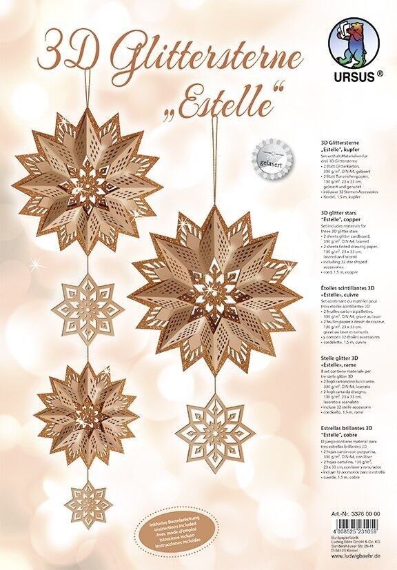 Stelle glitter 3D "Estelle", rame