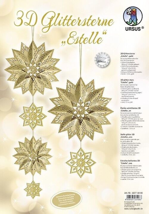 3D-Glittersterne "Estelle", gold