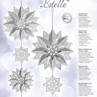 Stelle glitter 3D "Estelle", argento