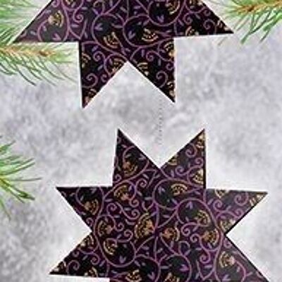 Étoiles de Noël "Stella Indian Style Shiva", noir / violet / cuivre