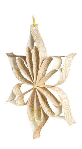 Papier design à bandes pliantes "Indian Style Chadna", blanc / crème 3