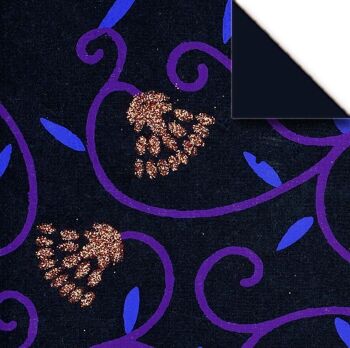 Papier design à bandes pliantes "Indian Style Shiva", noir / violet / cuivre 4