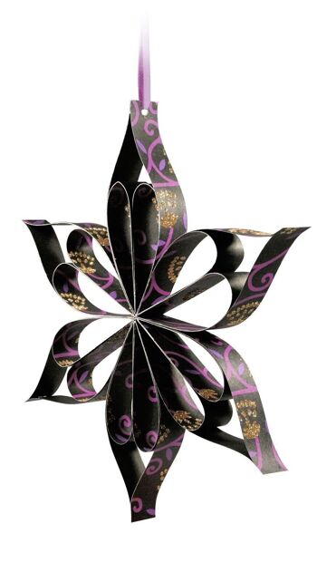 Papier design à bandes pliantes "Indian Style Shiva", noir / violet / cuivre 6
