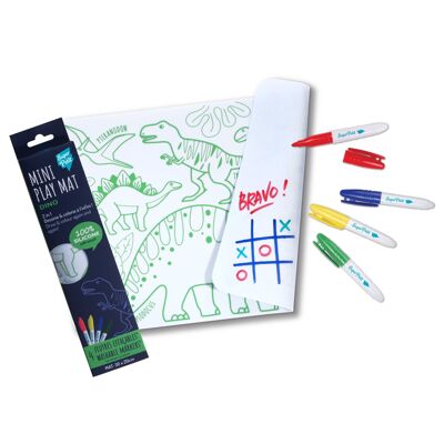 Portable coloring: mini reversible Playmat 4 markers included - Reusable - DINO